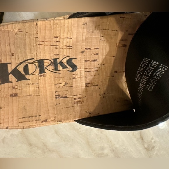 Korks Tidal Sandals Women's Size 8M Shoes Slides Double Strap Black Leather - Picture 5 of 7